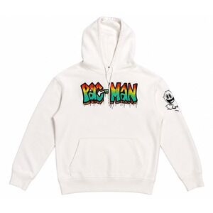 Pac-Man Bandai Namco Graffiti Graphic Hoodie Cream Mens Small Streetwear 636